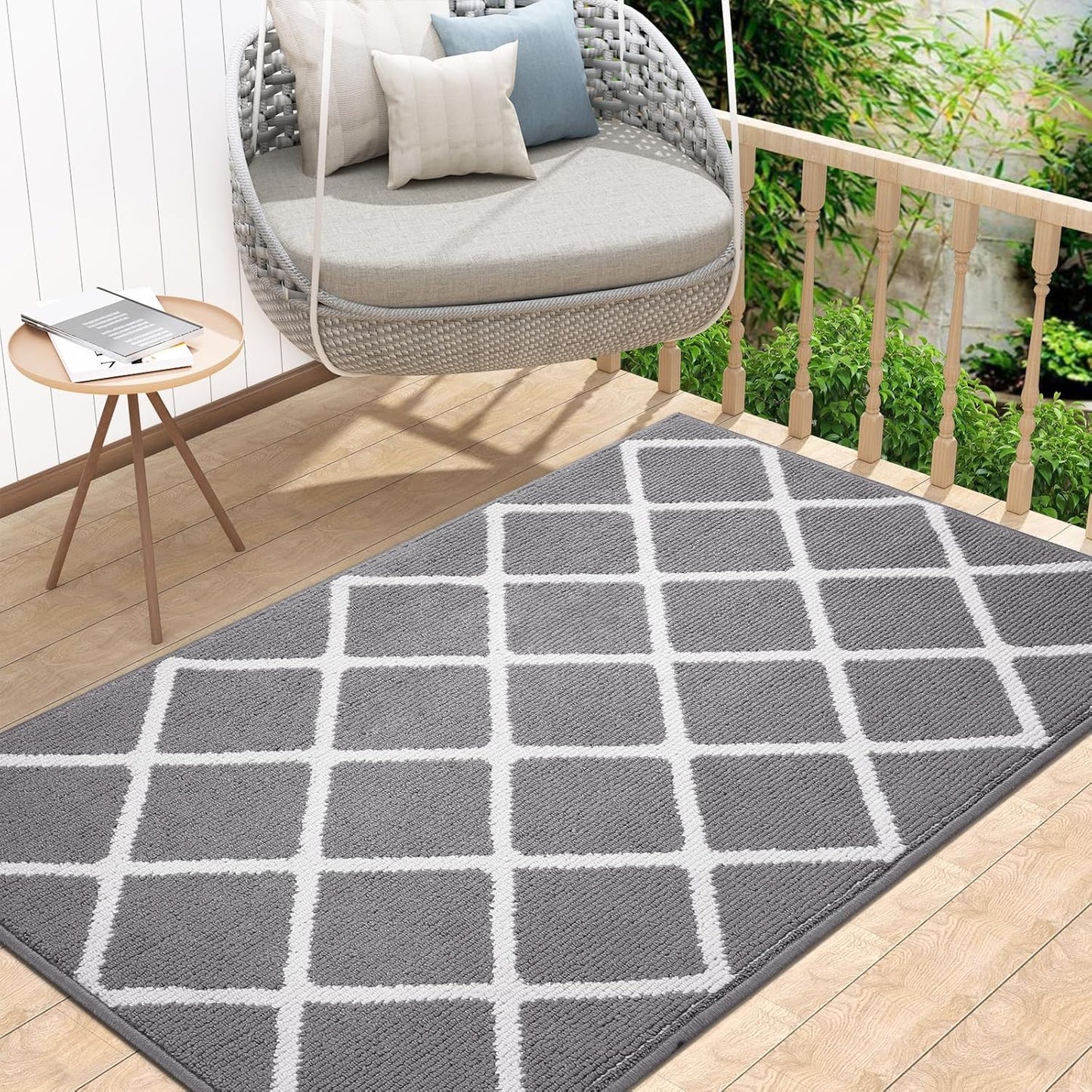 Finchitty Indoor Door Mat, Dirt Resistant and Absorbent, Low-Profile, Non-Slip, Washable Inside Floor Mats for Front Door, Back, and Entrance, 32" x 20", Grey