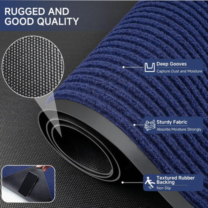 100pointONE Durable Front Door Mat, Heavy Duty Indoor Outdoor Doormat, 48” x 36” Low Profile Outdoor Mats for Home Entrance, Stain and Fade Resistant Shoe Scraper Mat, Ideal for High Traffic Area