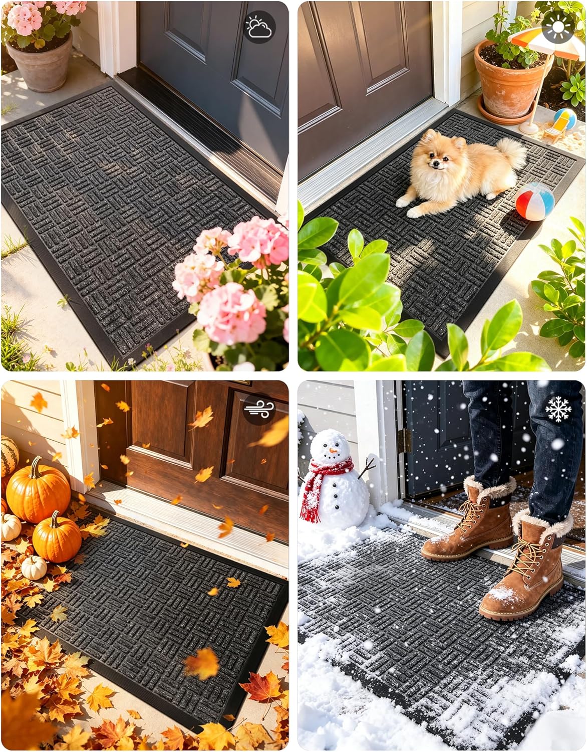 Mibao Front Door Mat, Heavy Duty Durable Welcome Mat for Outdoor Indoor, Dirt Trapper Waterproof Super Absorbent Door Mat for Entryway Outside Patio Porch, 29.5" x 17", Grey
