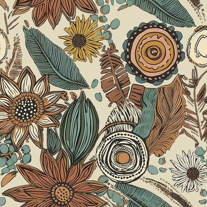 Blue Wallpaper Peel and Stick,Vintage Boho Floral Contact Paper 17.5" x 118", Retro Botanical Flower Wall Paper Self Adhesive Removable Waterproof for Walls Shelves Cabinet Table (Blue,Yellow, Green)