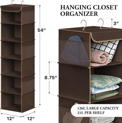 Simple Houseware 6 Shelf Hanging Closet Organizer, Gray