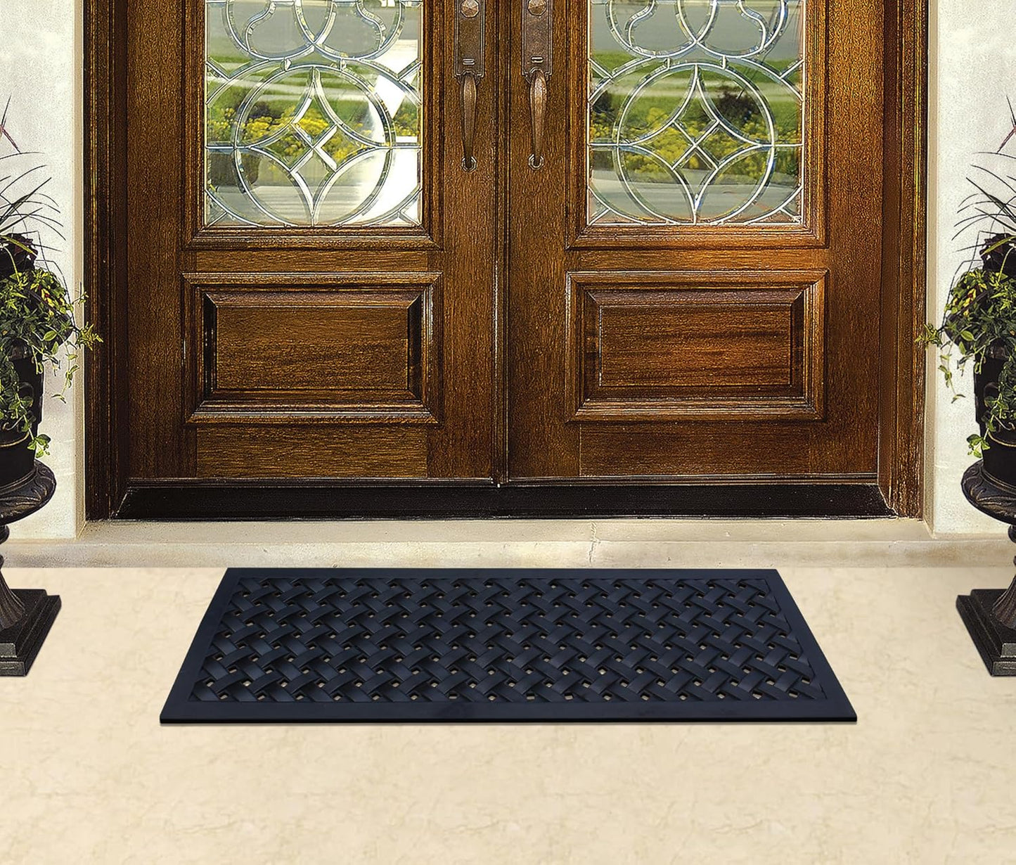 A1HC Outdoor Doormat, Natural Rubber, 18" x48”, Ideal for Outside entryway,Dirt Shoe Scraper,Heavy Duty Door mat for Indoor Outdoor,Rug Mats for Entry,Patio, Welcome Mats