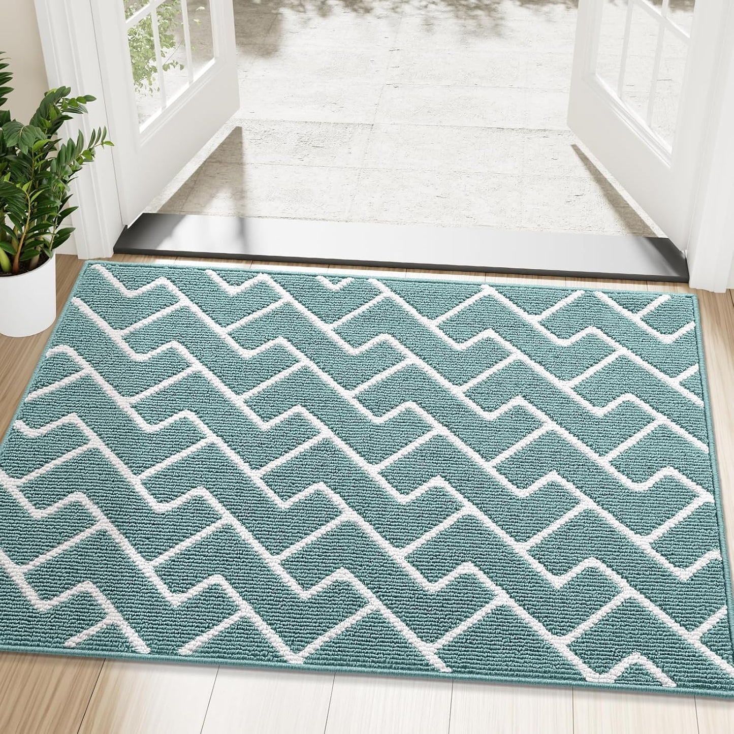 OLANLY Front Door Mat, Non-Slip Rubber Backing, Dirt Resistant and Absorbent, Washable, Easy to Clean Low-Profile Indoor Doormat for Back Door, Entryway, Inside Entrance, 32x20, Grey