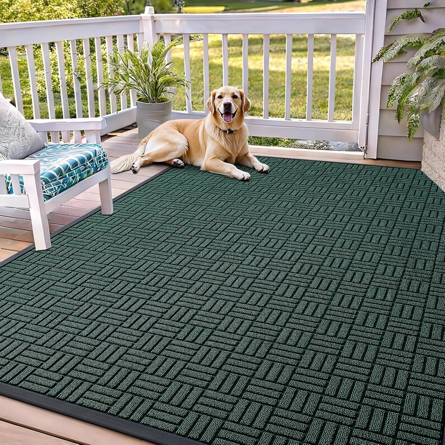 OLANLY Front Door Mat Outside Entrance 29.5x17, Absorbent, Heavy Duty Sturdy Natural Rubber Doormat Indoor Outdoor, Stain and Fade Resistant, Non-Slip Backing Low Profile Floor Mat for Entryway, Grey