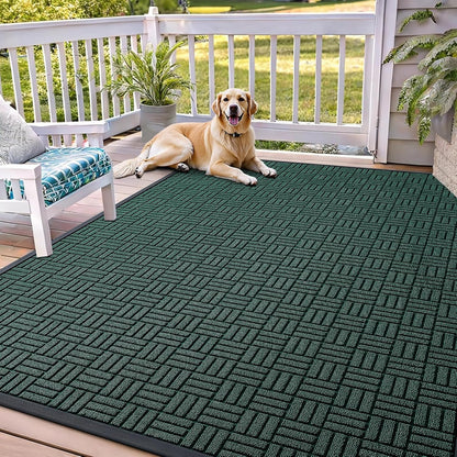 OLANLY Front Door Mat Outside Entrance 29.5x17, Absorbent, Heavy Duty Sturdy Natural Rubber Doormat Indoor Outdoor, Stain and Fade Resistant, Non-Slip Backing Low Profile Floor Mat for Entryway, Grey