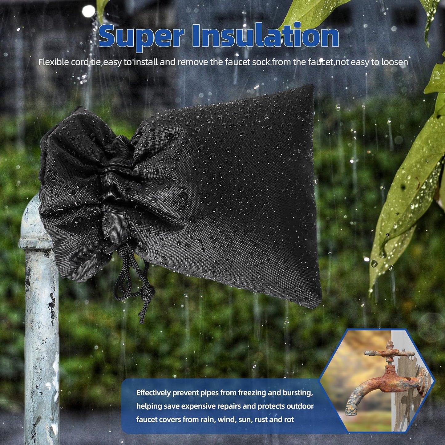 Outdoor Faucet Covers for Winter Freeze Protection 4 Pack Reusable Garden Faucet Cover Socks for Various Faucet Water Spigot Pipe Hose Bib,Waterproof Insulated Anti-Freeze Covers-Reflective Velcro
