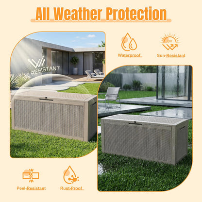 Outdoor Storage Box,38 Gallon Resin Deck Box,Waterproof & UV Resistant Lockable Package Delivery Bin,Toy Cabinet for Indoor & Outdoor