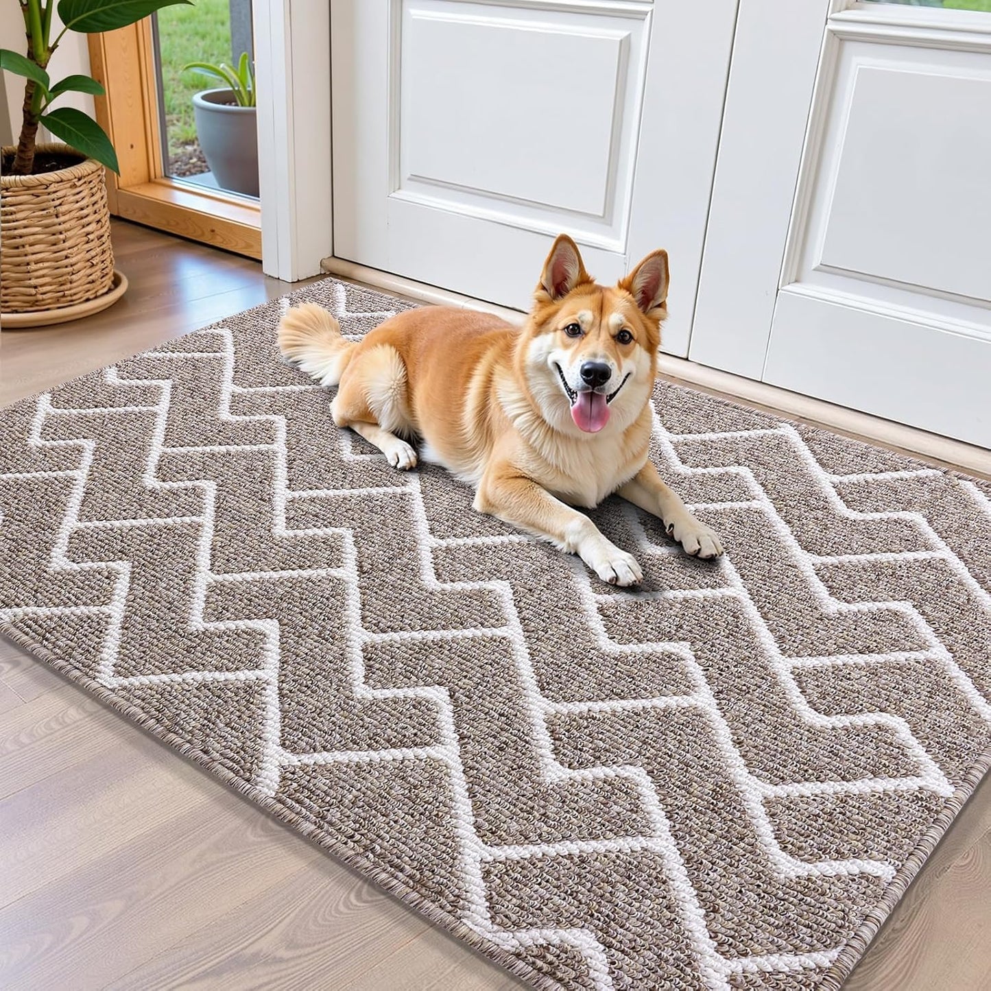 OLANLY Front Door Mat, Non-Slip Rubber Backing, Dirt Resistant and Absorbent, Washable, Easy to Clean Low-Profile Indoor Doormat for Back Door, Entryway, Inside Entrance, 32x20, Grey