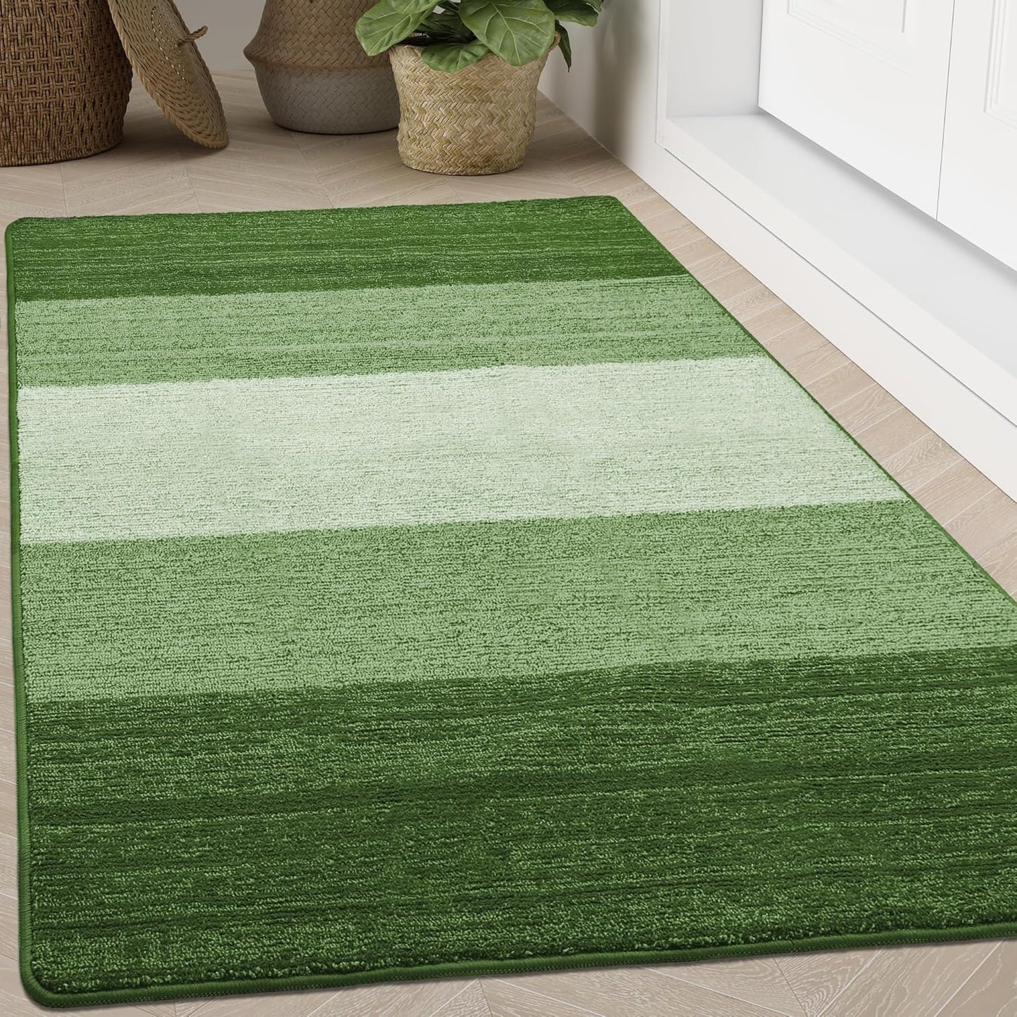 Kitinjoy Indoor Outdoor Door Mat, 32x20 Non-Slip Absorbent Dirt Trapper, Low-Profile Washable Inside Entrance Front Floor Mat, Sturdy Soft Entry Doormats for Entryway, Grey