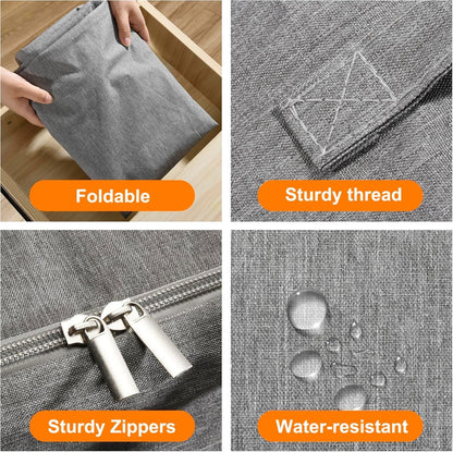 3 Pack 105L Comforter Storage Bags, Extra Large Bedding Storage Bags with Card and Clear Window, Reinforced Handles & Zippers, Foldable Closet Organizers for Blanket Pillow Clothes