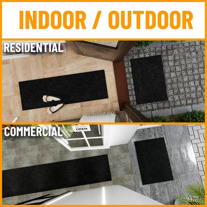 Ottomanson Mud Mat 2' x 4' Entryway Rug - Non-Slip Scraper Doormat for Muddy Paws, Dirt Trapping Indoor/Outdoor Mat for High-Traffic Areas, Kitchen, Garage, Patio, Black