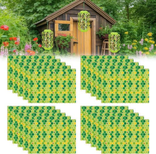 Qualirey 20 Pack Wasp Trap Refills, 12 x 8.6 inch Yellow Jacket Traps Refill Fits Most Wasp Sticky Traps, Super Sticky Wasps Trap Replacement Pads for Mud Dauber Carpenter Bee Hornet Flying Insects