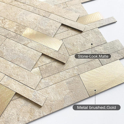 VAOVI Backsplash Tile Peel and Stick Kitchen Stone Subway Linear Mosaic Bathroom Shower Wall Waterproof(10pcs,Gray)
