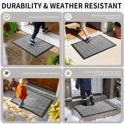 Yimobra Front Door Mat Outside Entrance 29.5x17, Waterproof Heavy Duty Outdoor Mats for Front Door, Non Slip Rubber Entry Mat for Garage Patio Indoor, Grey