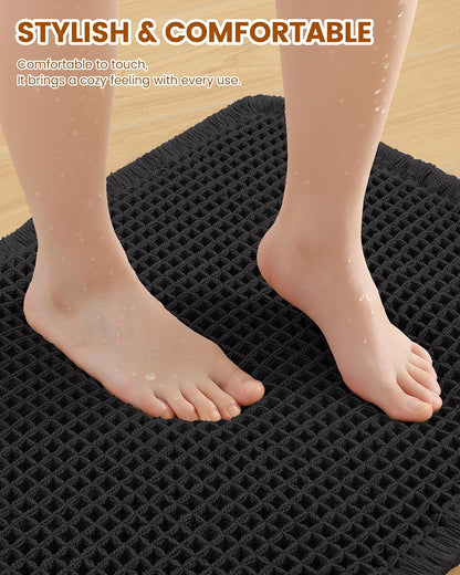 Smiry Waffle Bath Mat 30x20, Extra Soft Absorbent Bathroom Rugs, Non Slip Machine Washable Quick Dry Bath Rugs for Bathroom Floor, Tub, Shower, Home Decor Accessories, Brown