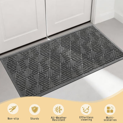 Yimobra Front Door Mat Outside Entrance 29.5x17, Waterproof Heavy Duty Outdoor Mats for Front Door, Non Slip Rubber Entry Mat for Garage Patio Indoor, Grey