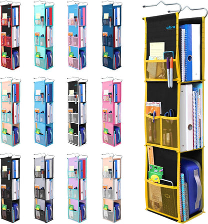 ABRA® 3 Shelf Hanging Locker Organizer for School, Gym, Work, Storage | Deep Shelves 6”x 9”| Eco-Friendly Fabric Healthy for Children | Adjustable School Locker Shelf 3 to 2 Shelves (Pink)