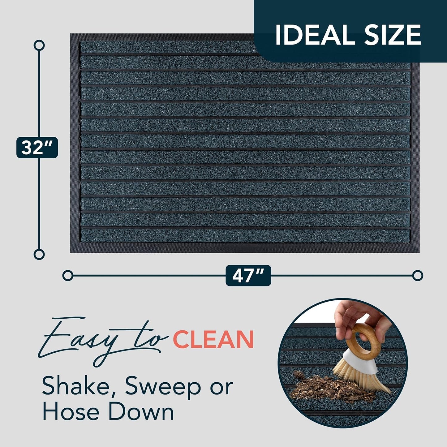 ubdyo Extra Durable Door Mat - Dirt Trapping Outdoor Welcome Mats - Non-Slip Outdoor Indoor Entrance - Low Profile Front Doormat (30" x 17", Bright Brown)