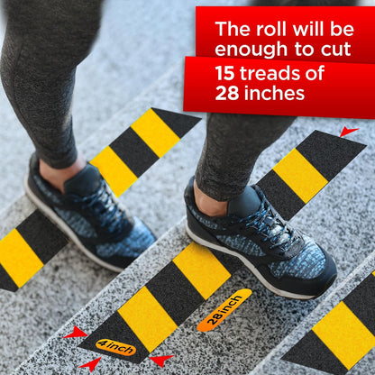 Grip Tape - Heavy Duty Anti Slip Tape for Stairs Outdoor/Indoor Waterproof 4Inch x 35Ft Safety Non Skid Roll for Stair Steps Ramp Traction Tread Staircases Grips Adhesive Non Slip Strips Walk Black