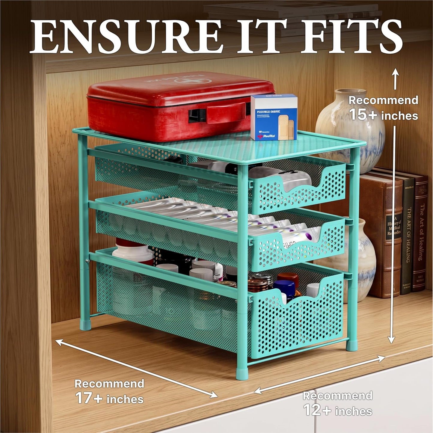 Simple Houseware Stackable 2 Tier Sliding Basket Organizer Drawer, White