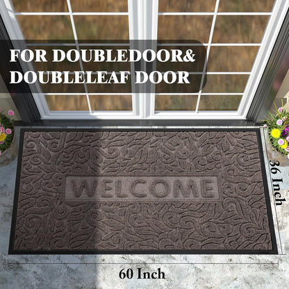 Yimobra Welcome Mat Outdoor 29.5x17, Waterproof Non-Slip Outdoor Mats for Front Door Outside Entrance, Low-Profile Entryway Mat Indoor for Garage Patio, Black