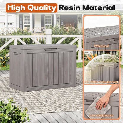 Outdoor Deck Storage Box,Resin Deck Boxes Indoor and outdoor, Waterproof Storage Box Lockable Lid (Black,50 Gallon)