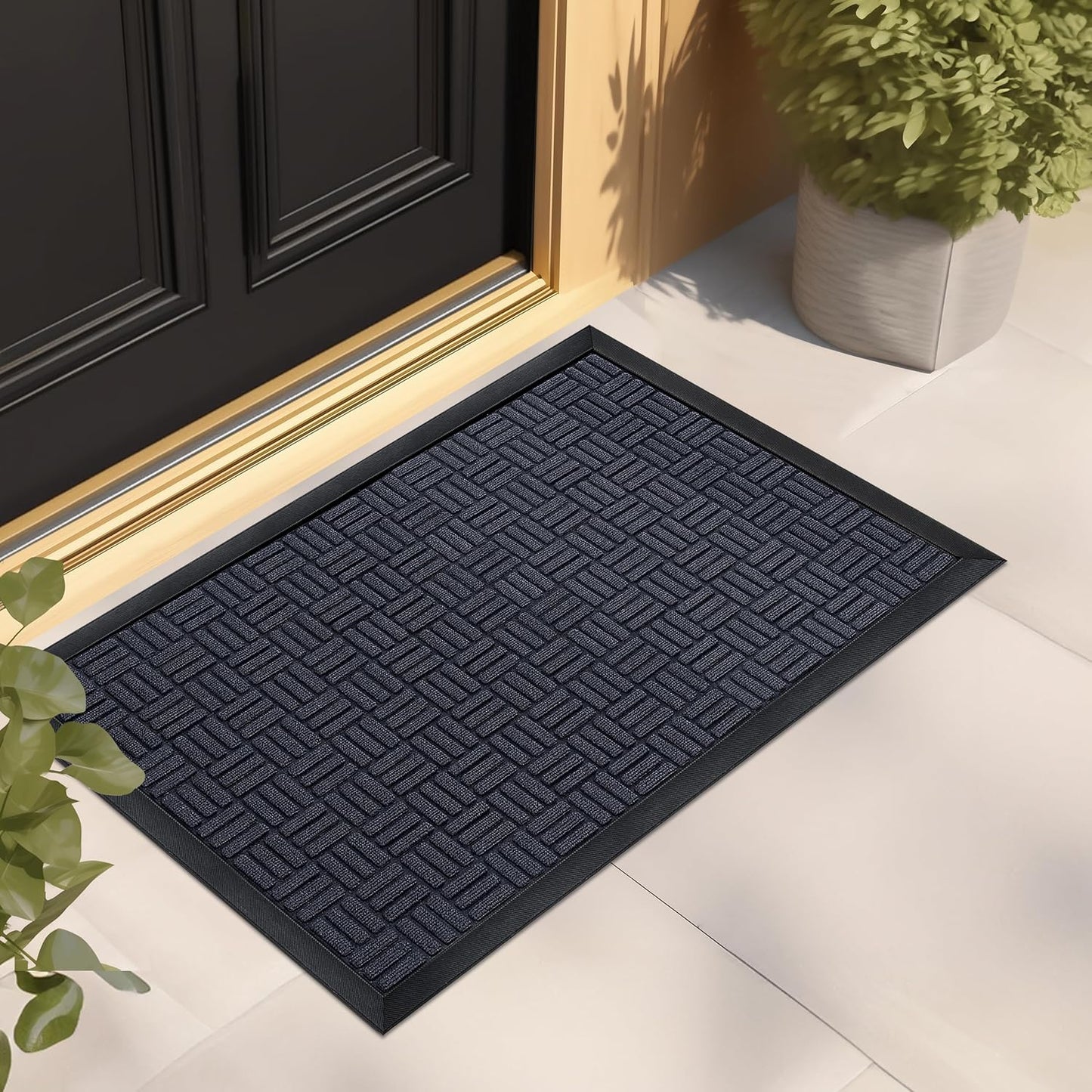 Mibao Front Door Mat, Heavy Duty Durable Welcome Mat for Outdoor Indoor, Dirt Trapper Waterproof Super Absorbent Door Mat for Entryway Outside Patio Porch, 29.5" x 17", Grey