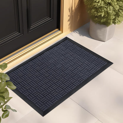 Mibao Front Door Mat, Heavy Duty Durable Welcome Mat for Outdoor Indoor, Dirt Trapper Waterproof Super Absorbent Door Mat for Entryway Outside Patio Porch, 29.5" x 17", Grey