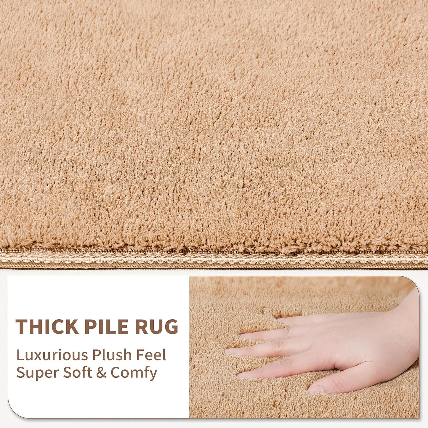 Bullnose Stair Treads Non Slip 9.5" x 32", 14 Pcs Ultra Plush Carpet Stair Treads for Wooden Steps Indoor with Edge Protection, Reusable Peel and Stick TPU Backing Stair Runner Rugs - Beige Gray