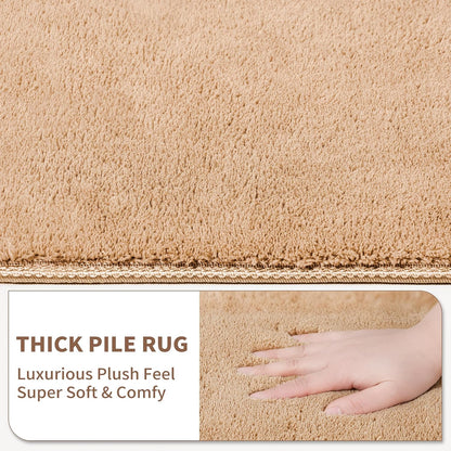 Bullnose Stair Treads Non Slip 9.5" x 32", 14 Pcs Ultra Plush Carpet Stair Treads for Wooden Steps Indoor with Edge Protection, Reusable Peel and Stick TPU Backing Stair Runner Rugs - Beige Gray