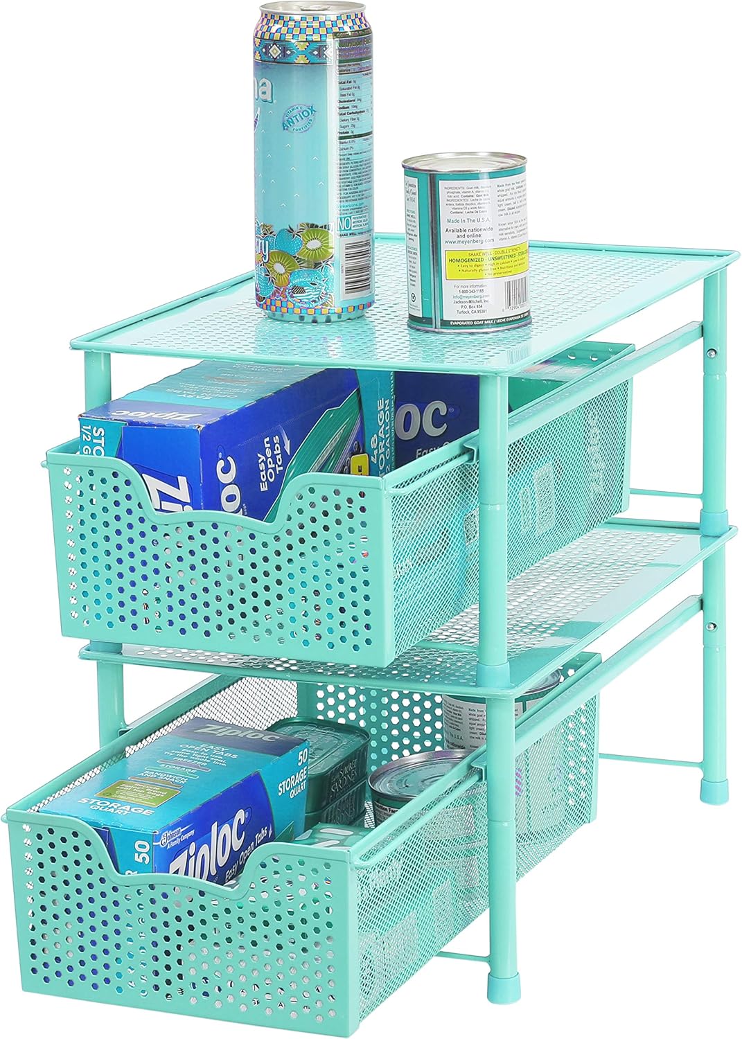 Simple Houseware Stackable 2 Tier Sliding Basket Organizer Drawer, White