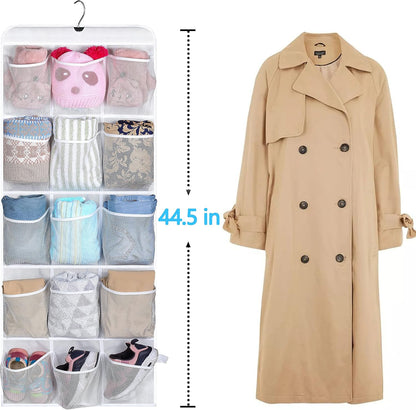 MISSLO 30 Large Pockets Dual Sided Hanging Shoe Organizer for Closet with Rotating Hanger Hanging Shoe Shelves, Grey