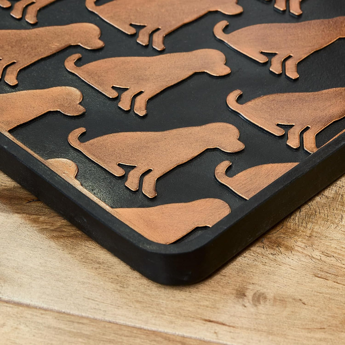 Eddie Bauer Rubber Boot Tray – Lake Waves Design, 16"x32", Black – Waterproof Entryway Boot Mat