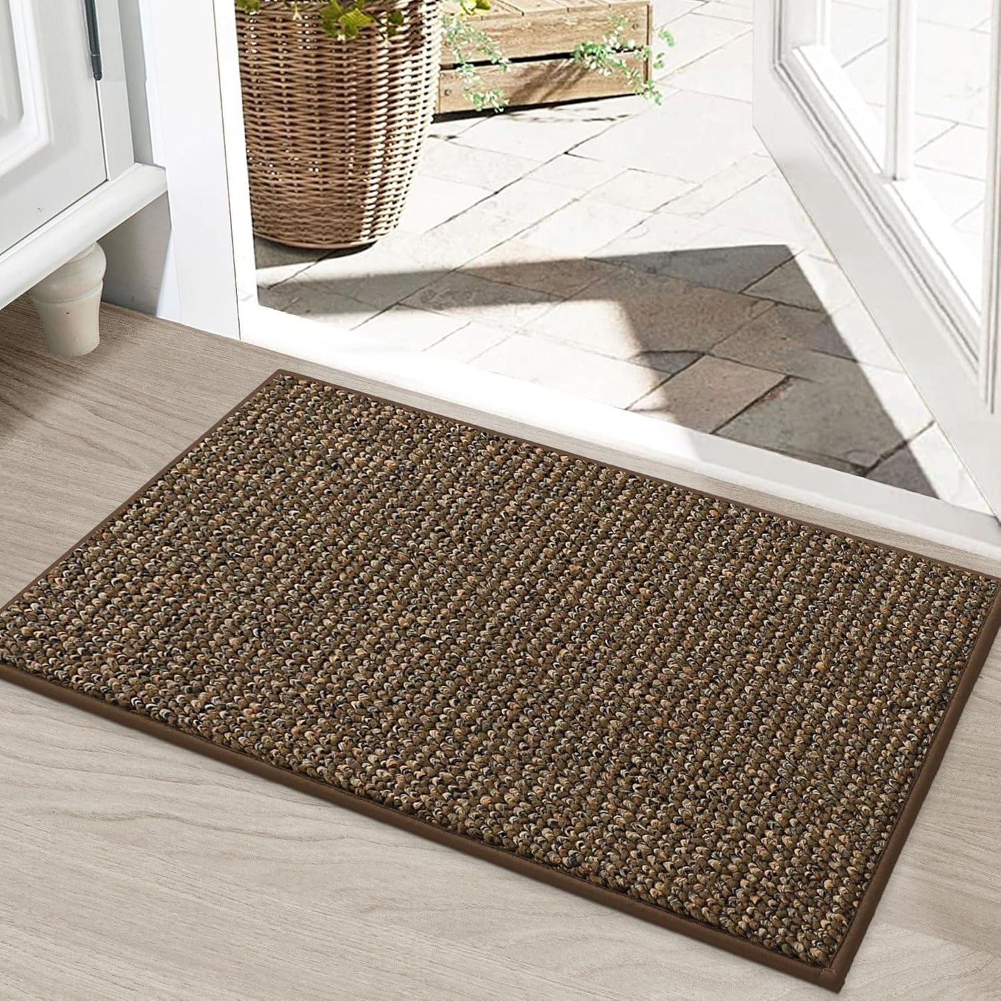 BEQHAUSE Dirt Trapper Door Mat 20" x 32", Non-Slip Washable Doormats Entrance Mat, Dirt Resistant and Absorbent Welcome Mat, Low Profile Floor Mats for Front Back Door and Entryway, Beige