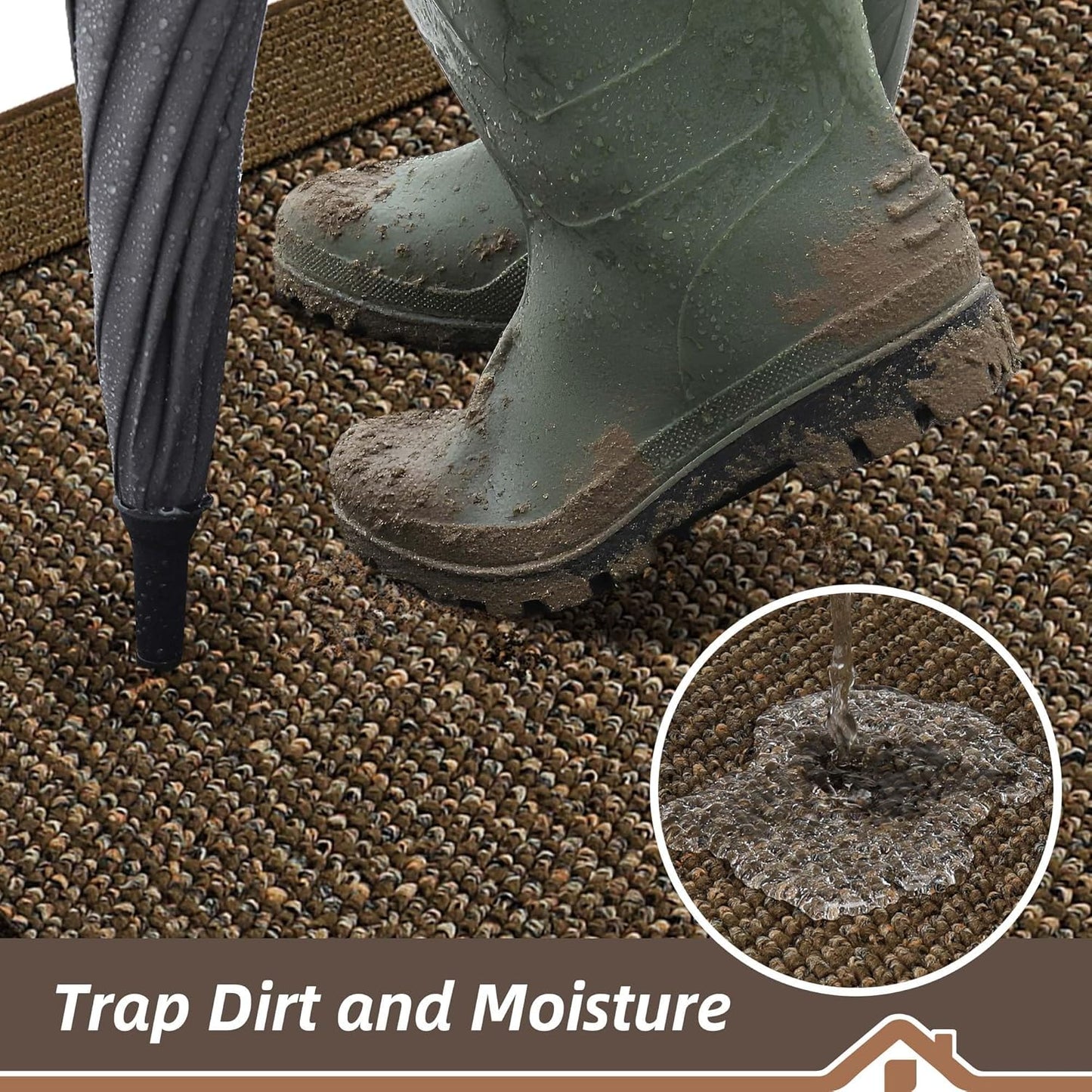 BEQHAUSE Indoor Door Mat 20" x 32", Dirt Trapper Door Mats Non-Slip Entryway Rugs Washable, Resist Dirt Absorbent Welcome Mat, Low Profile Floor Mats for Front Back Door and Entryway, Taupe