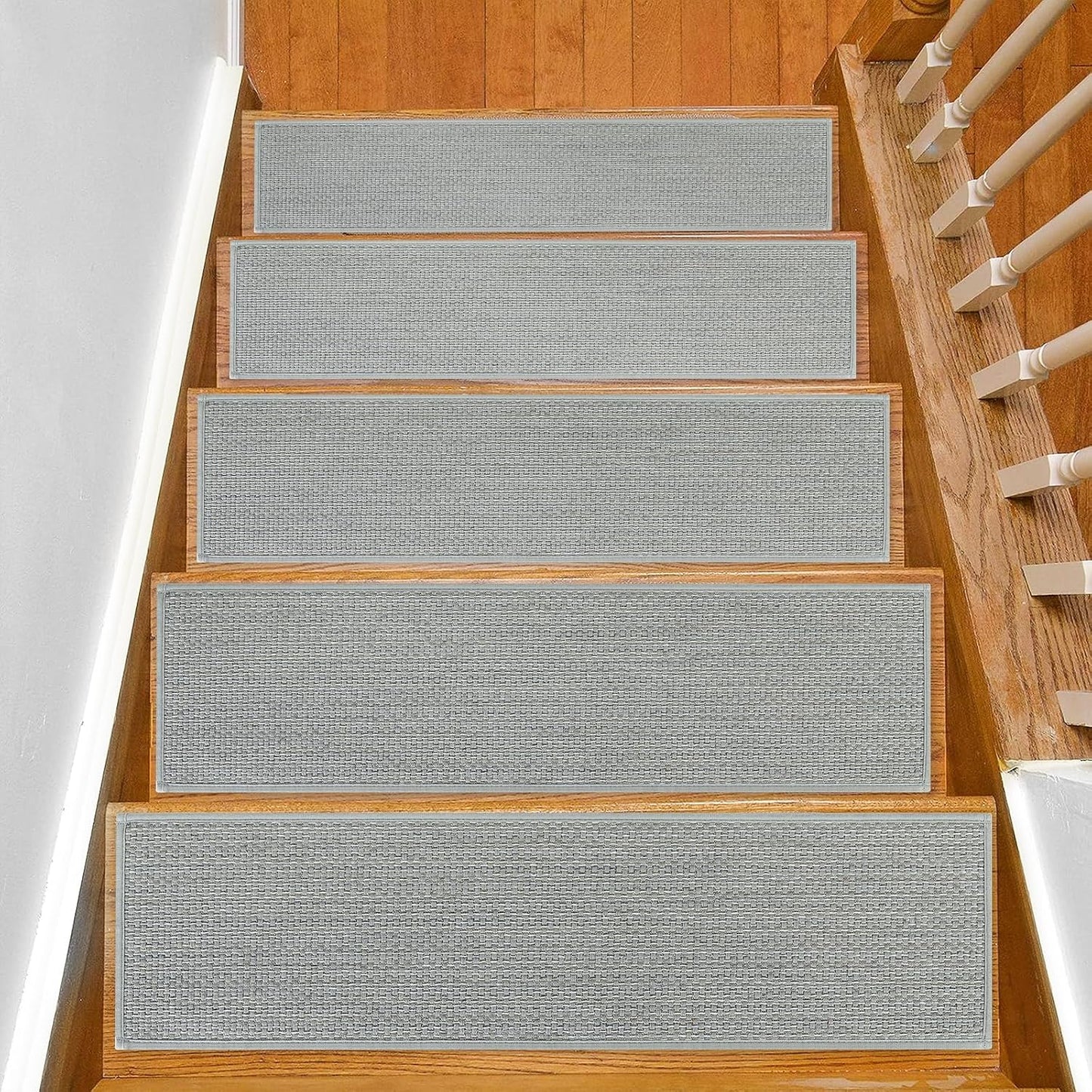 SMILOOL Stair Treads Non Slip for Wooden Steps Indoor 4 Pack 8" X 30" Carpet Stairs Runner for Wood Stairs, Stair Tread Rugs with Reusable Adhesive for Dogs Kids and Elders, Machine Washable, Brown