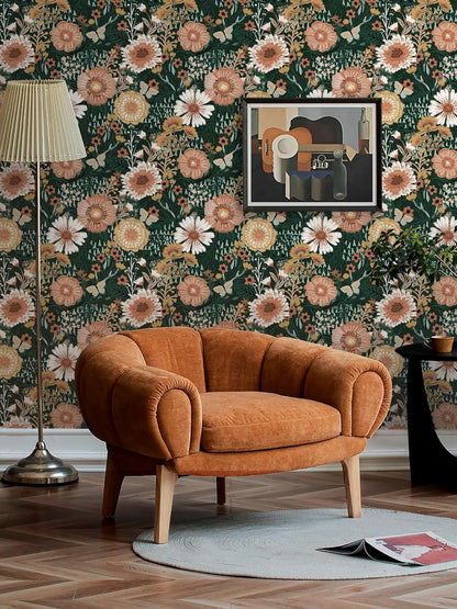 Dimoon 17.3''x78.7'' Peel and Stick Wallpaper Floral Cute Contact Paper Vintage Village Country Cottage Wallpaper Farmhouse Yellow Beige Renter Friendly Geometry Waterproof Embossed Kitchen Bedroom