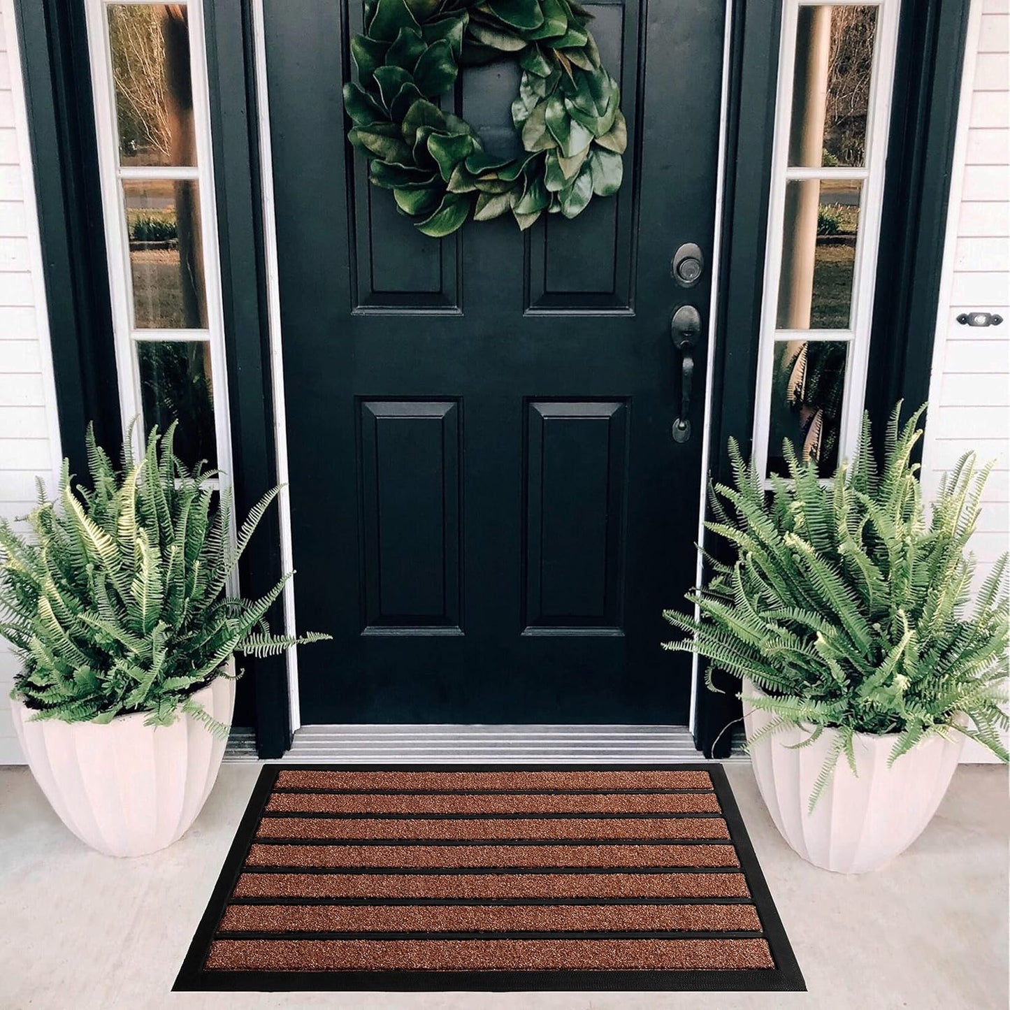 ubdyo Extra Durable Door Mat - Dirt Trapping Outdoor Welcome Mats - Non-Slip Outdoor Indoor Entrance - Low Profile Front Doormat (30" x 17", Bright Brown)