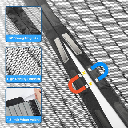 Smartor Magnetic Screen Door Magnetic Closure Fits 36"x82" Doors |Polyester - Retractable Screen Door Mesh| Self Sealing|Hands Free |Keeps Bugs Out|Pet and Kid Friendly-38 Inch x 83 Inch
