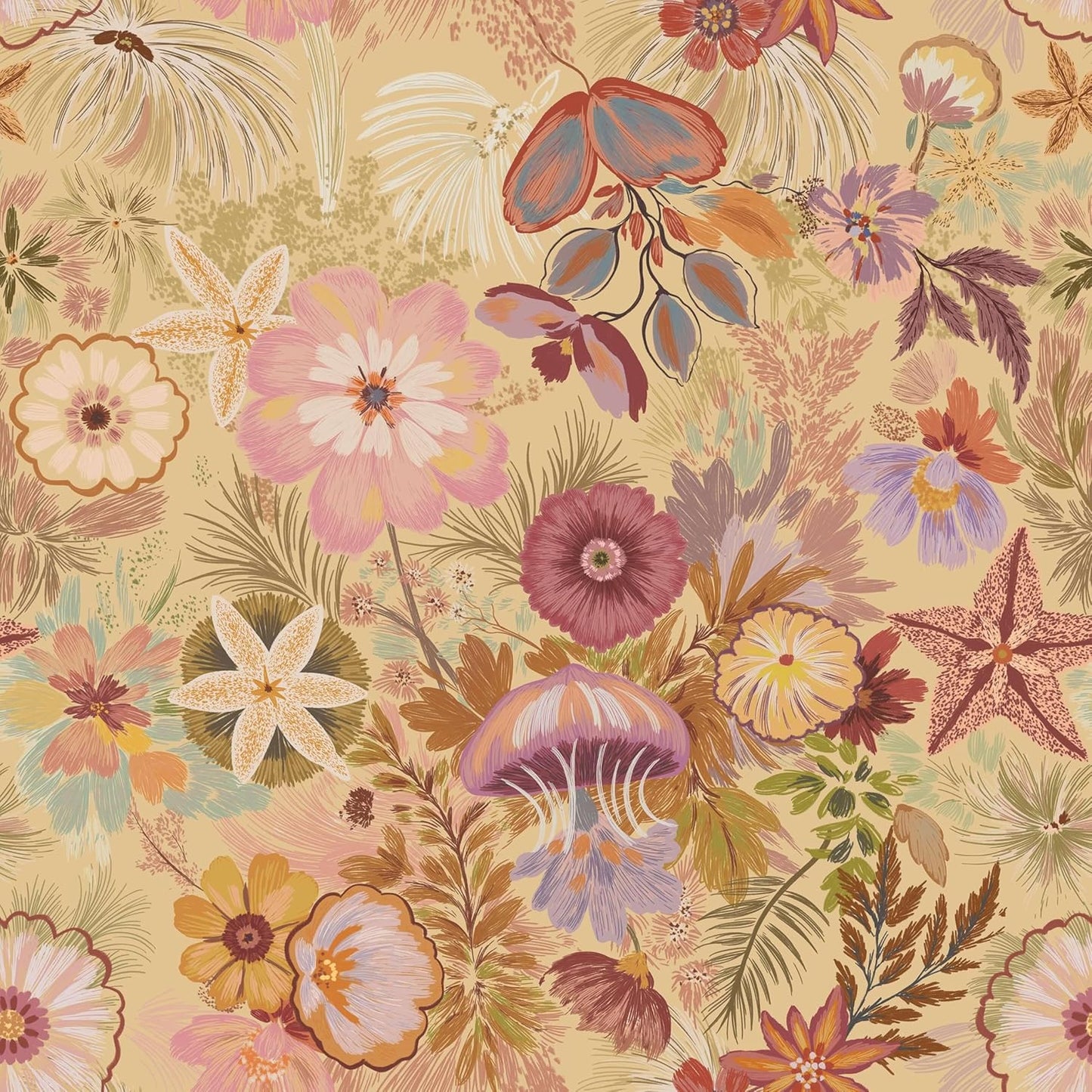 Ismoon Peel and Stick Wallpaper Floral Vintage Stick on Wall Paper Beige French Textured Contact Paper for Cabinet Removable Self Adhesive Wallpaper Vinyl Roll Shelf Deco, 17.3x78.7in