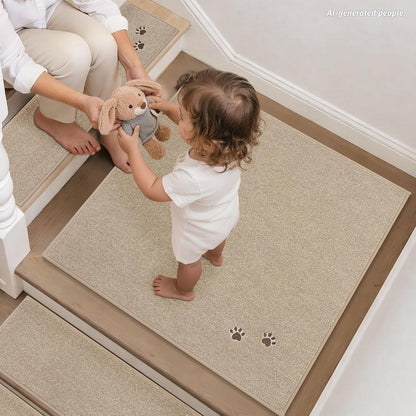 BEQHAUSE Stair Treads for Wooden Steps 28inX9in, Non Slip Carpet Stair Treads Indoor Stair Runners Machine Washable, Soft Stair Rugs Mat Surface Polyester TPE Backing, 4pcs, Charcoal