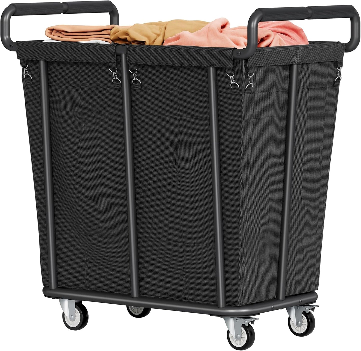 Gewudraw Large laundry hamper with Wheels, 3 Bag Big Rolling Laundry Hamper Sorter Cart, Extra Large Laundry Clothes Hamper, Heavy Duty Laundry Basket Organizer for Laundry Room,Bathroom,Black