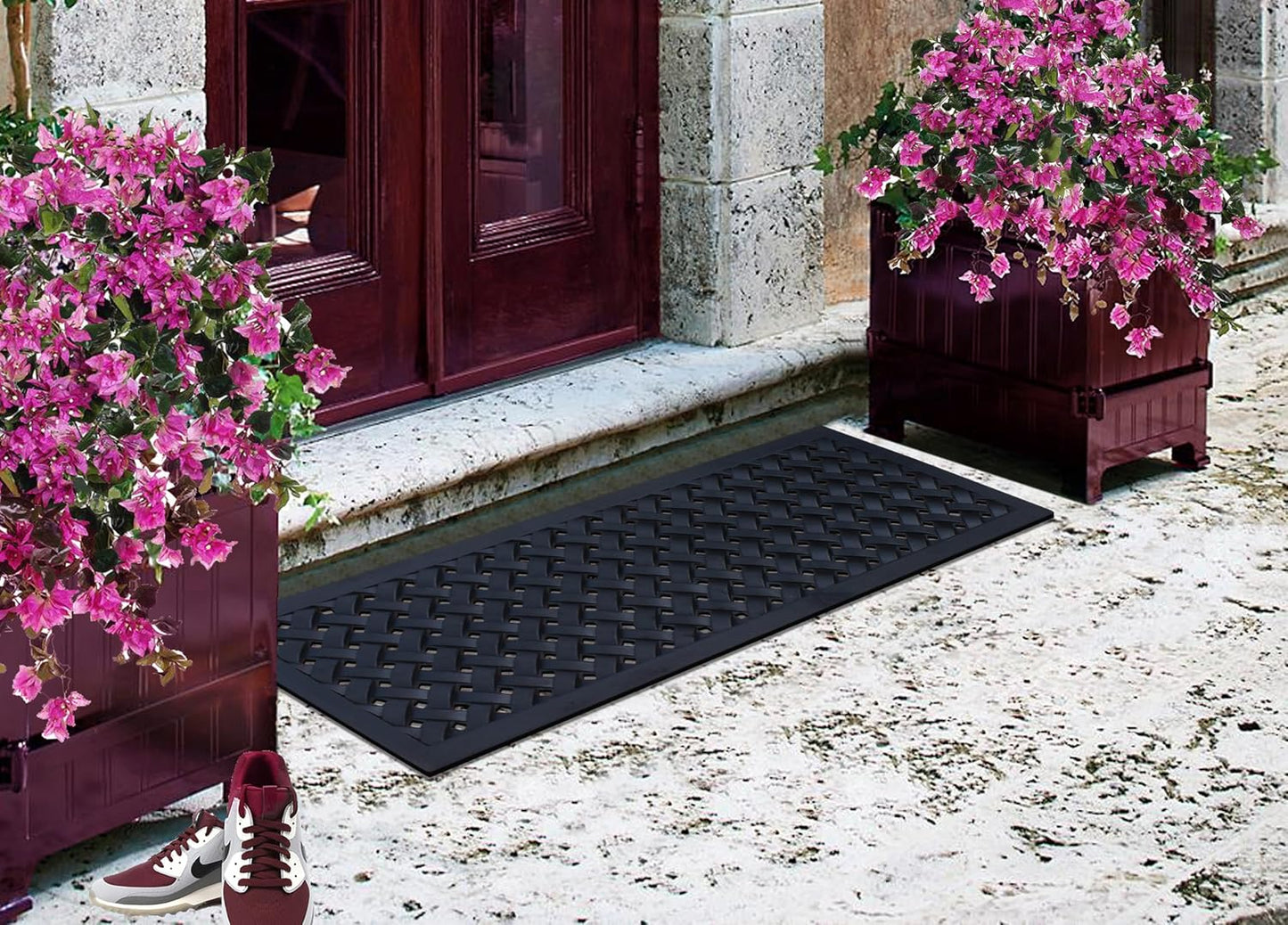A1HC Outdoor Doormat, Natural Rubber, 18" x48”, Ideal for Outside entryway,Dirt Shoe Scraper,Heavy Duty Door mat for Indoor Outdoor,Rug Mats for Entry,Patio, Welcome Mats