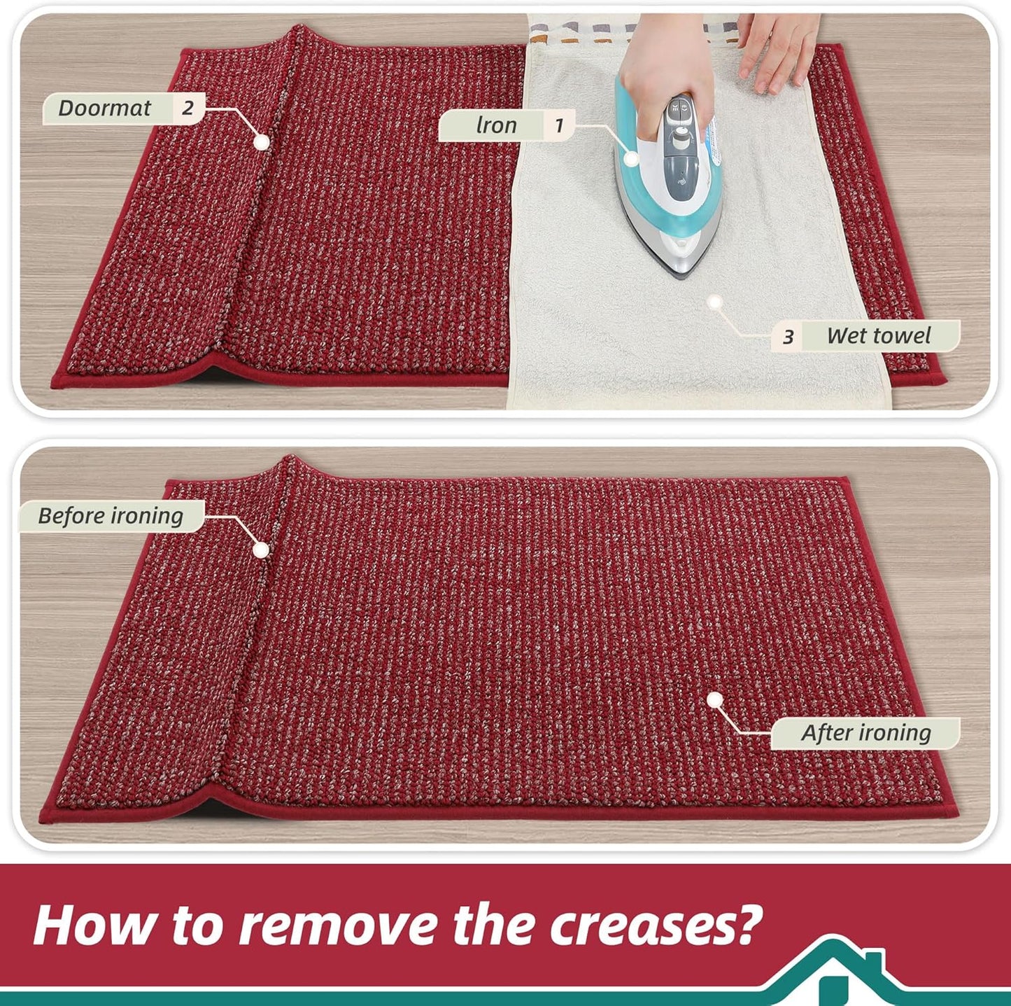 BEQHAUSE Dirt Trapper Door Mat 20" x 32", Non-Slip Washable Doormats Entrance Mat, Dirt Resistant and Absorbent Welcome Mat, Low Profile Floor Mats for Front Back Door and Entryway, Beige
