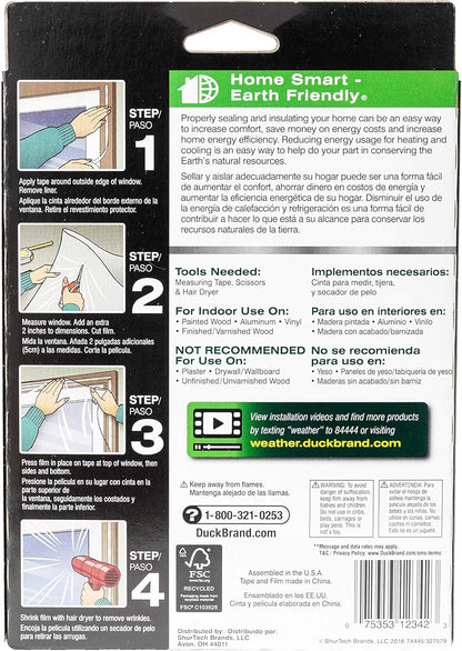 Duck MAX Strength Heavy Duty Insulating Film Window Kit, 3-Window, 62-Inch x 126-Inch, Indoor, 284351