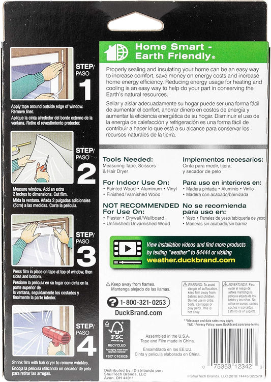Duck MAX Strength Heavy Duty Insulating Film Window Kit, 3-Window, 62-Inch x 126-Inch, Indoor, 284351