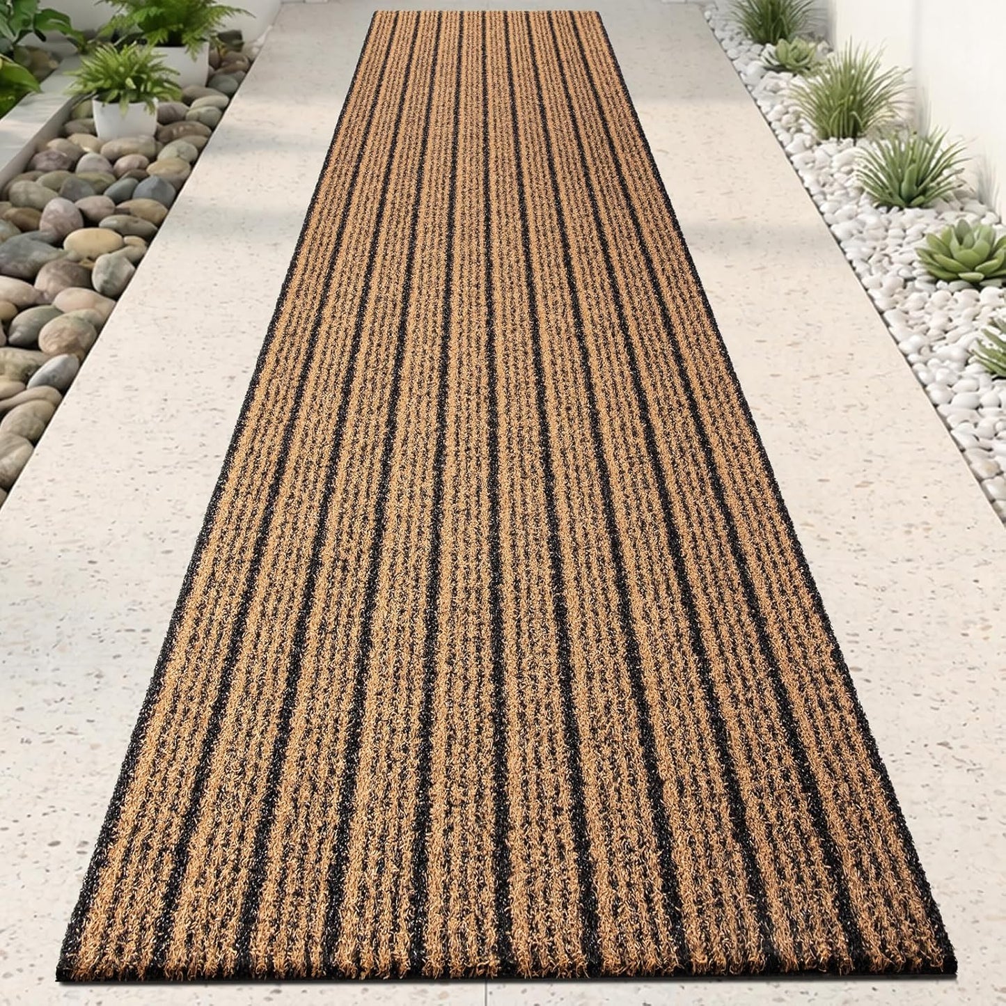 Outdoor Front Door Mat 32" x 48", Dirt Trapping Outside Entrance Rug, Non Slip Shoe Scraper, Heavy Duty Commercial Rug for Patio, Garage, Traffic Area, Office, Roll Packing