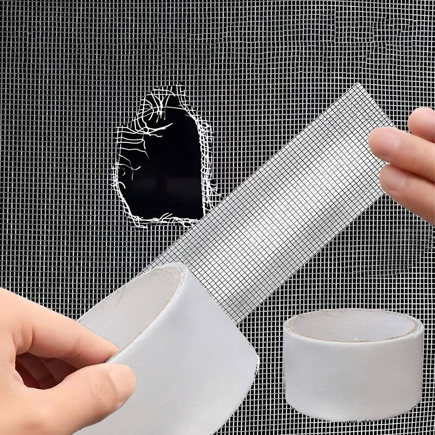 2 Roll Self-Adhesive Screen Window Repair Tape Mosquito Prevention Net Cover Screen Door Tent Repair Patch, 5cm*2cm