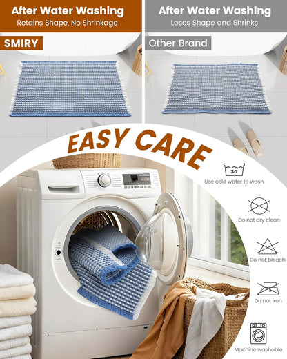 Smiry Waffle Bath Mat 30x20, Extra Soft Absorbent Bathroom Rugs, Non Slip Machine Washable Quick Dry Bath Rugs for Bathroom Floor, Tub, Shower, Home Decor Accessories, Brown