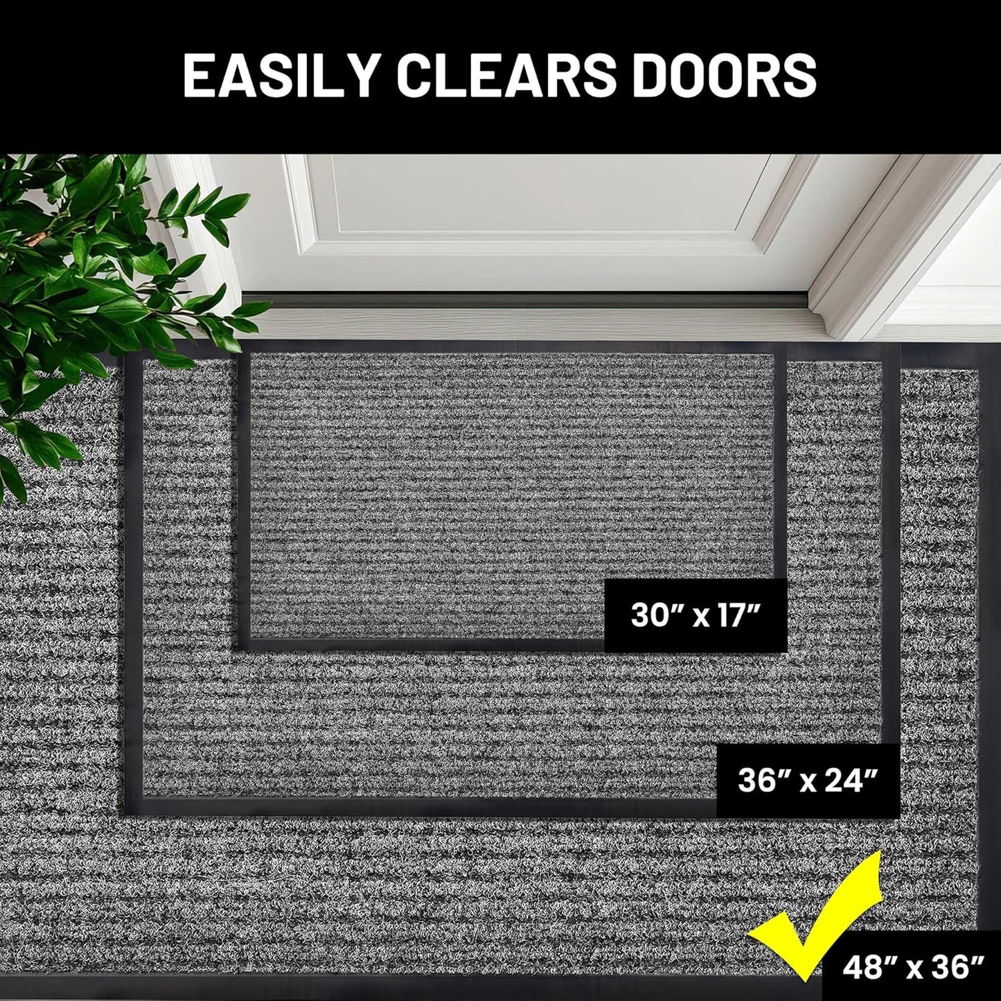 Sierra Concepts Front Door Mat Welcome Floor Mats - Entryway Indoor Outdoor Entrance Doormat, Patio, Porch, Muddy Shoe, Inside Outside Low Profile, 30x17 inches, 2-Pack Gray